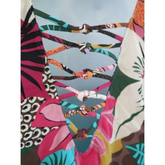 Bleu Rod Beattie Women's Sz 12 Multicolor Run Wild Lace Down 1-Pc Swimsuit $129+ - Picture 5 of 7